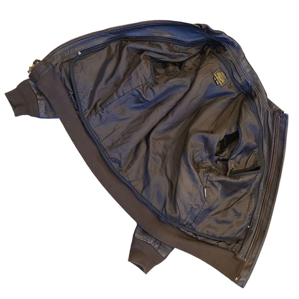 Gibson & Barnes A-2 Leather Flight Aviator Bomber Jacket 42 Removable Vest Liner - Picture 10 of 15